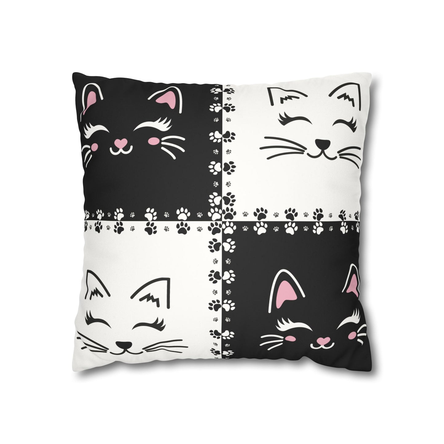 Cute Cat Faux Suede Pillowcase - Decorative Cushion Cover for Cat Lovers