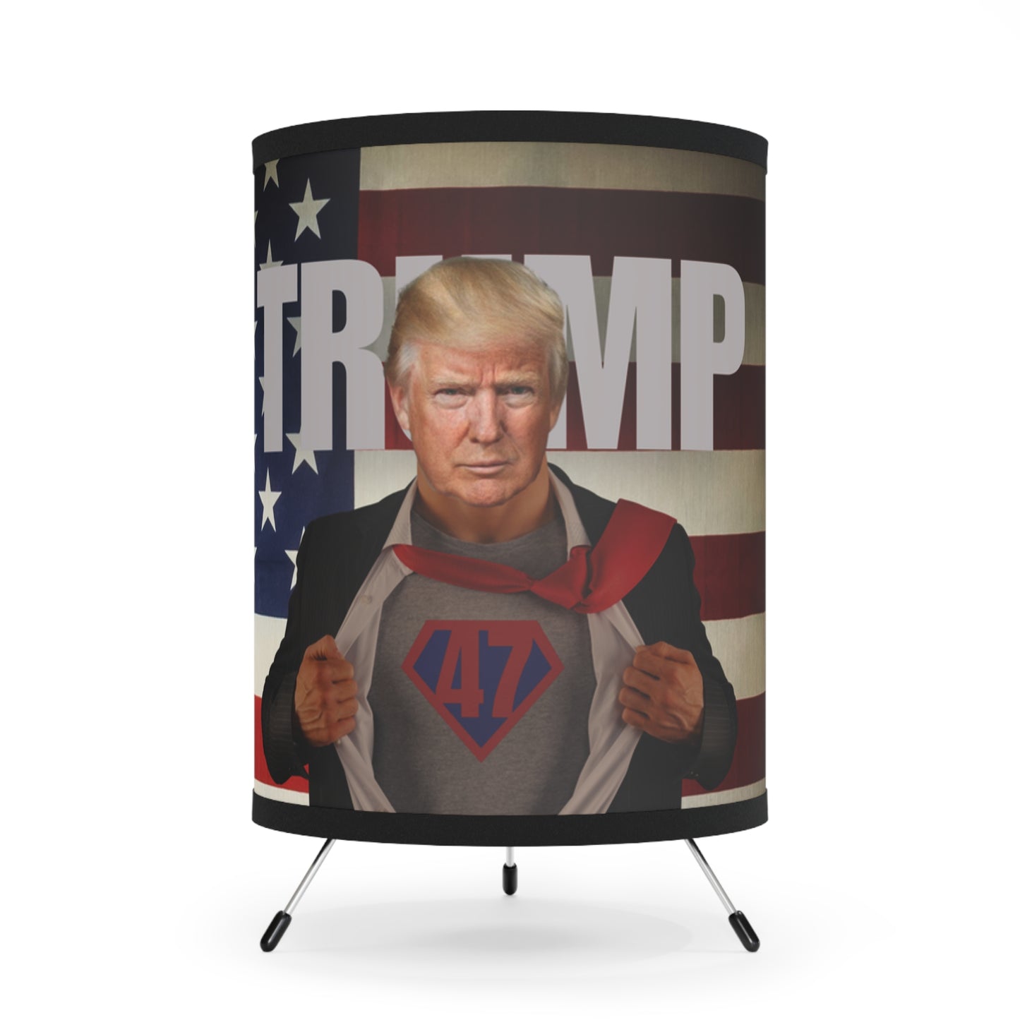 Trump 47 Tripod Lamp with High-Res Printed Shade, US\CA plug