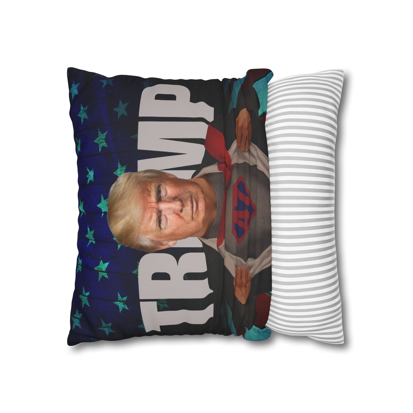 Trump Superhero Faux Suede Pillowcase - Patriotic Home Decor