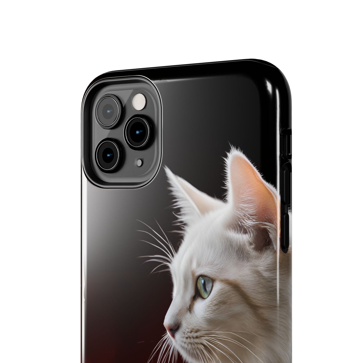 Stylish Tough Phone Case with White Cat Portrait - Perfect for Cat Lovers!