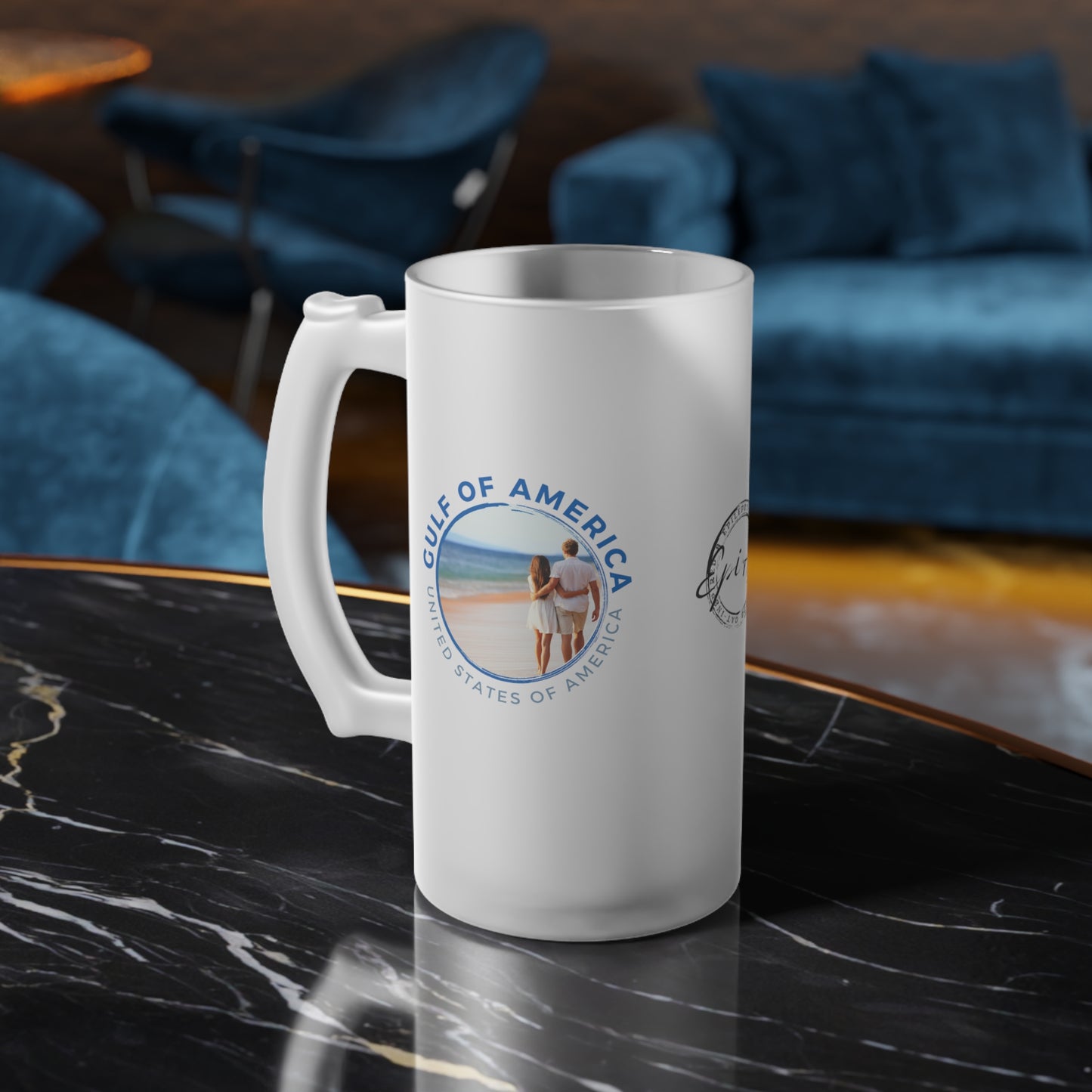 Gulf of America USA Frosted Glass Beer Mug