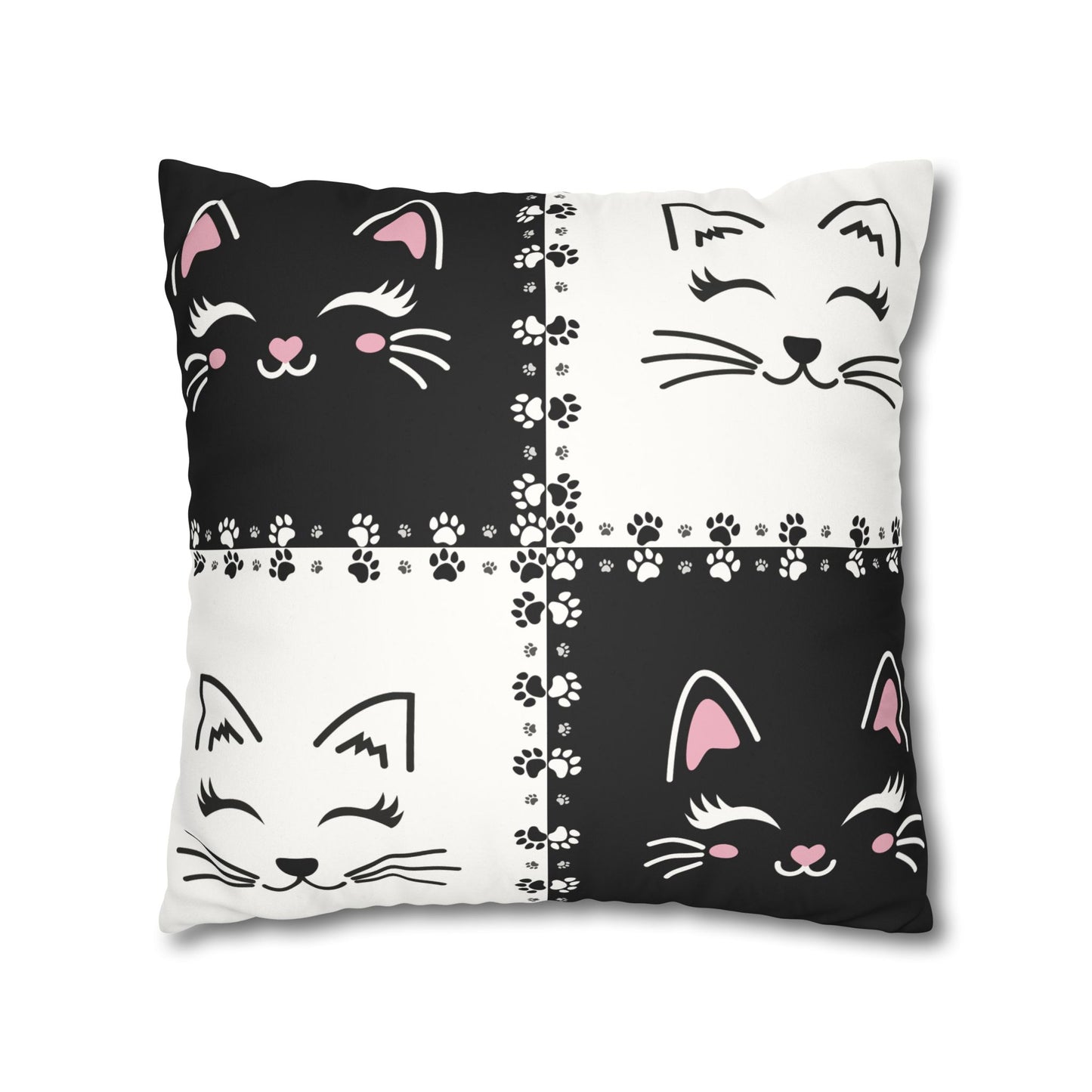 Cute Cat Faux Suede Pillowcase - Decorative Cushion Cover for Cat Lovers