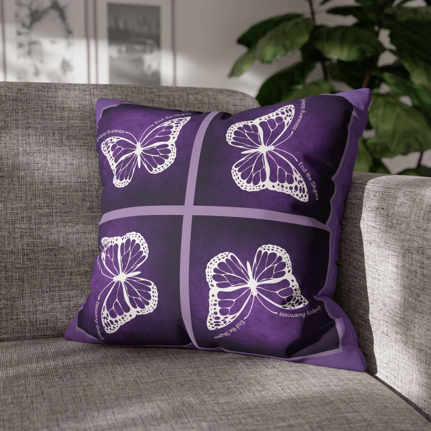 Butterfly Faux Suede Pillowcase for Epilepsy Awareness