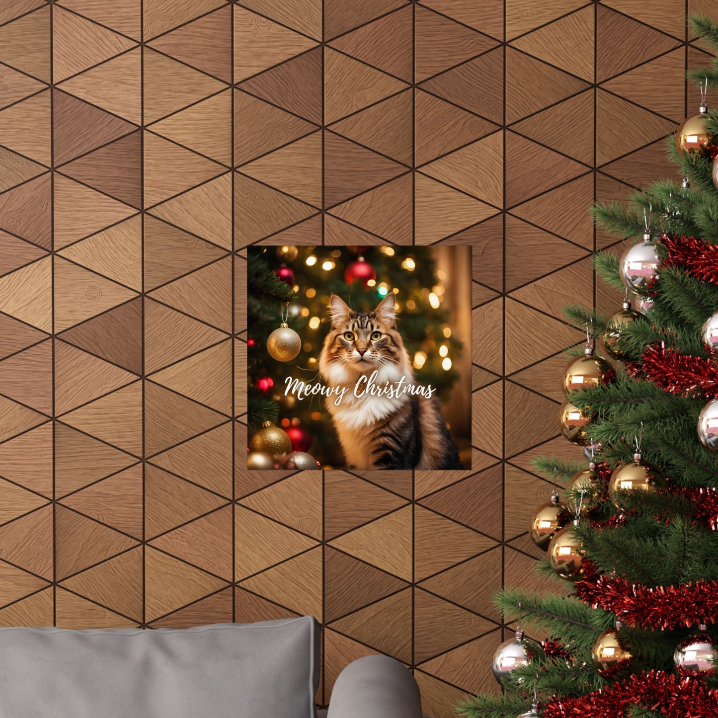 Meowy Christmas Kitty Matte Vertical Posters