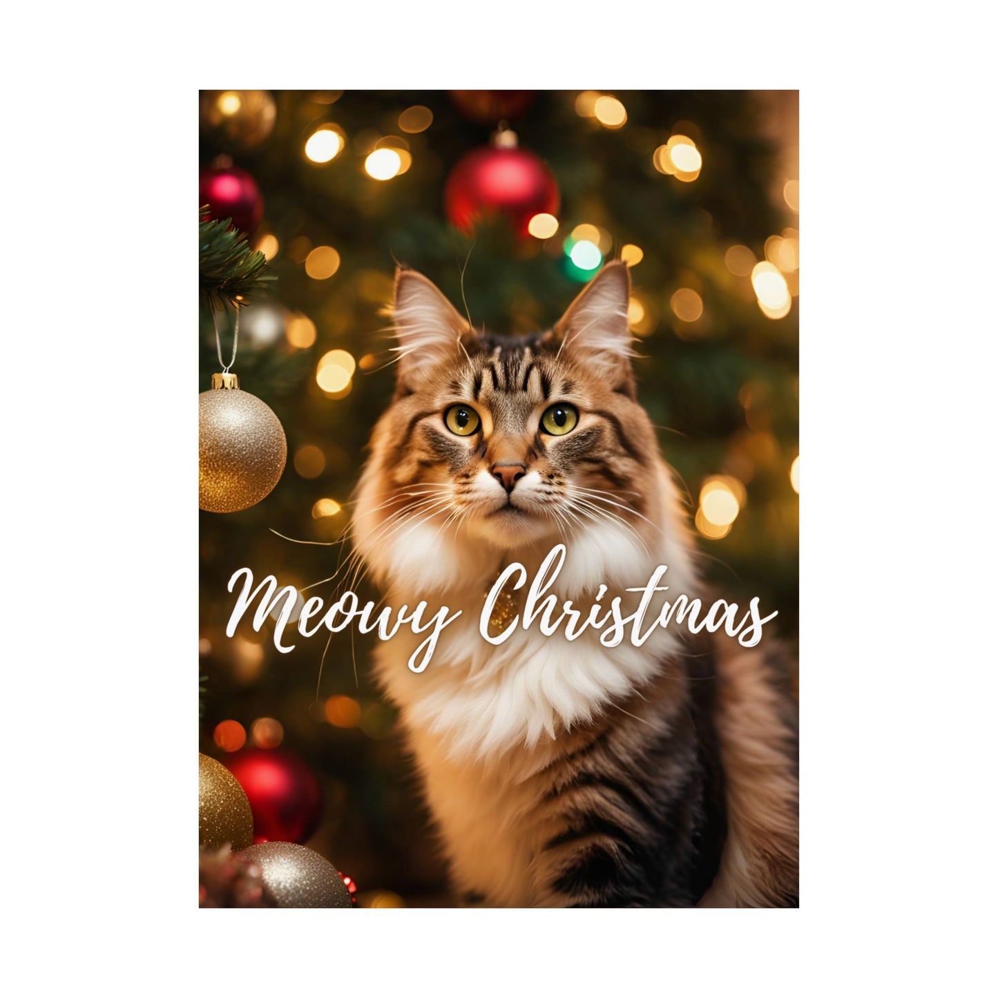 Meowy Christmas Kitty Matte Vertical Posters