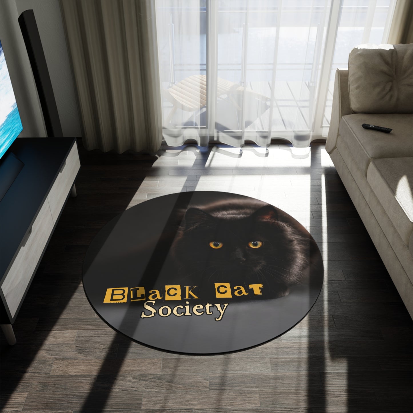 Black Cat Society Round Rug - Cozy Home Decor for Cat Lovers