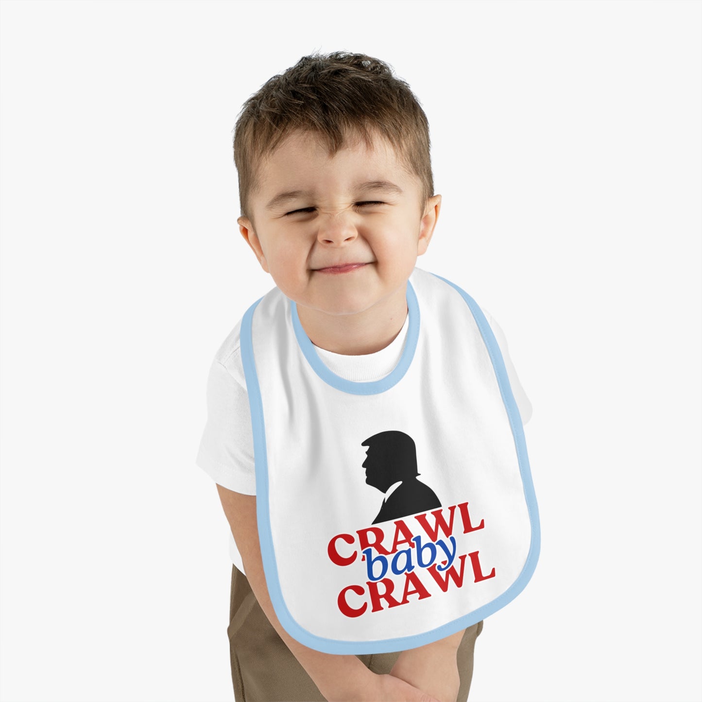 Crawl Baby Crawl Bib - Fun Contrast Trim Jersey Bib for Your Little One