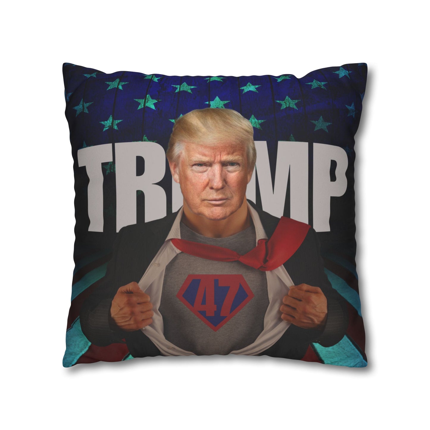 Trump Superhero Faux Suede Pillowcase - Patriotic Home Decor