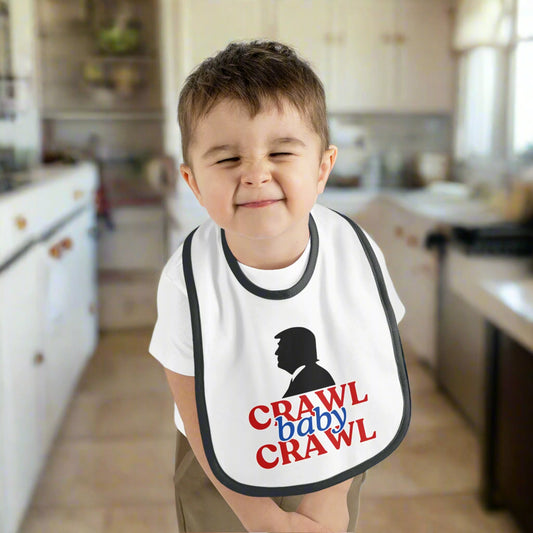 Crawl Baby Crawl Bib - Fun Contrast Trim Jersey Bib for Your Little One