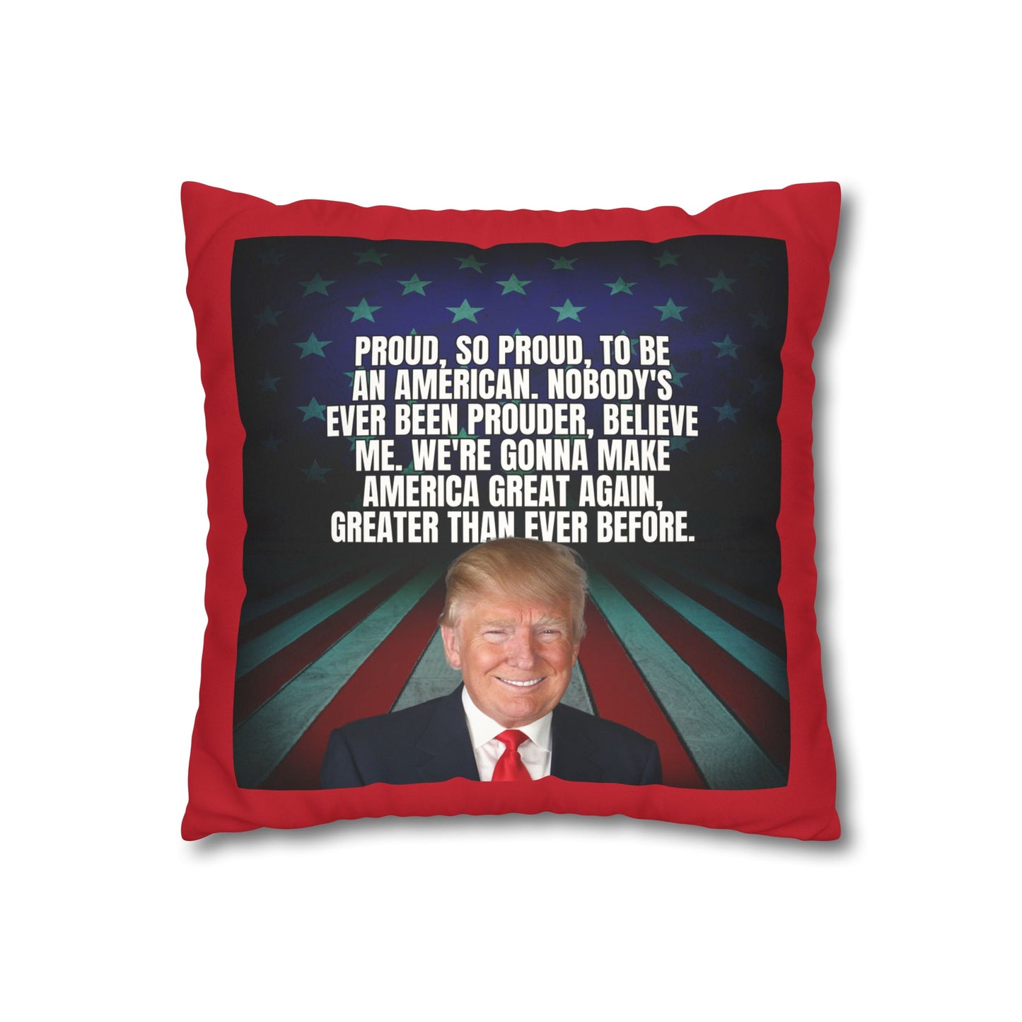 Patriotic Faux Suede Square Pillowcase - 'Proud to be an American'