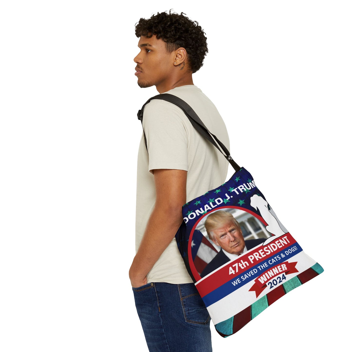 Donald J. Trump 47th President Adjustable Tote Bag