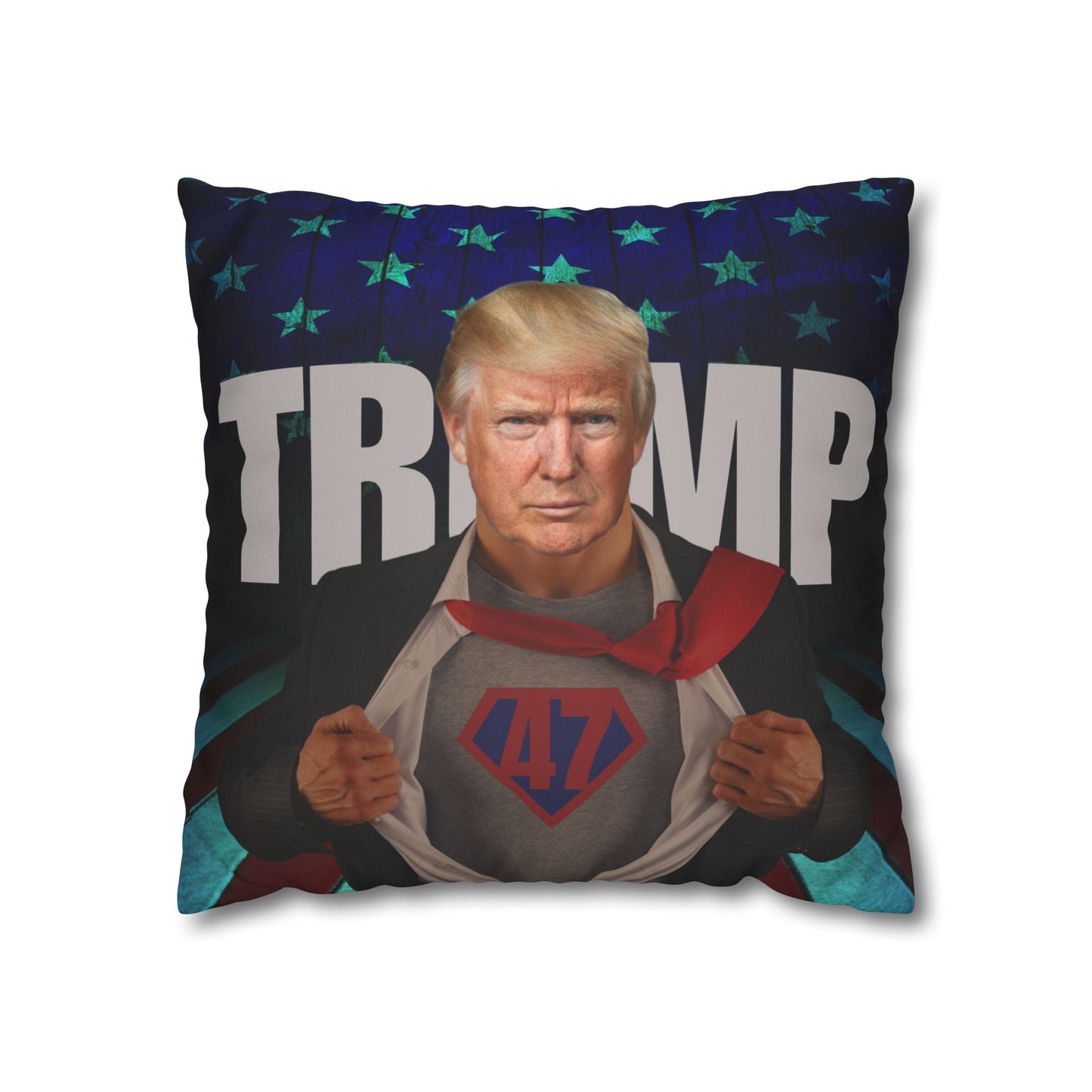 Trump Superhero Faux Suede Pillowcase - Patriotic Home Decor