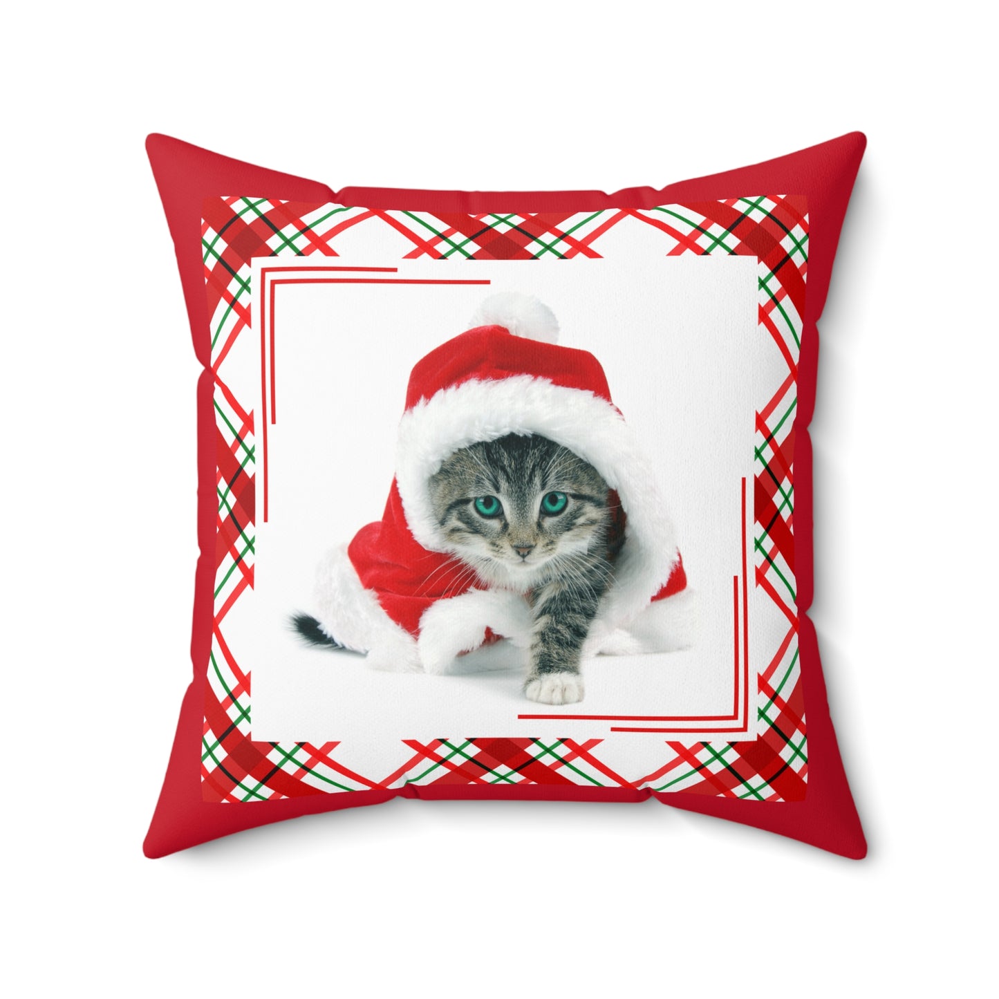 Santa Kitty Faux Suede Square Pillow