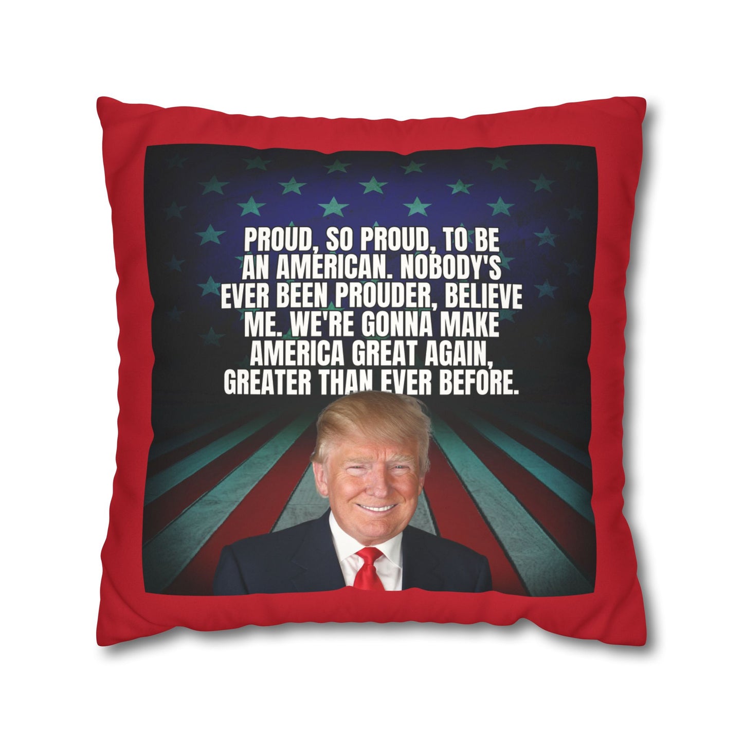 Patriotic Faux Suede Square Pillowcase - 'Proud to be an American'