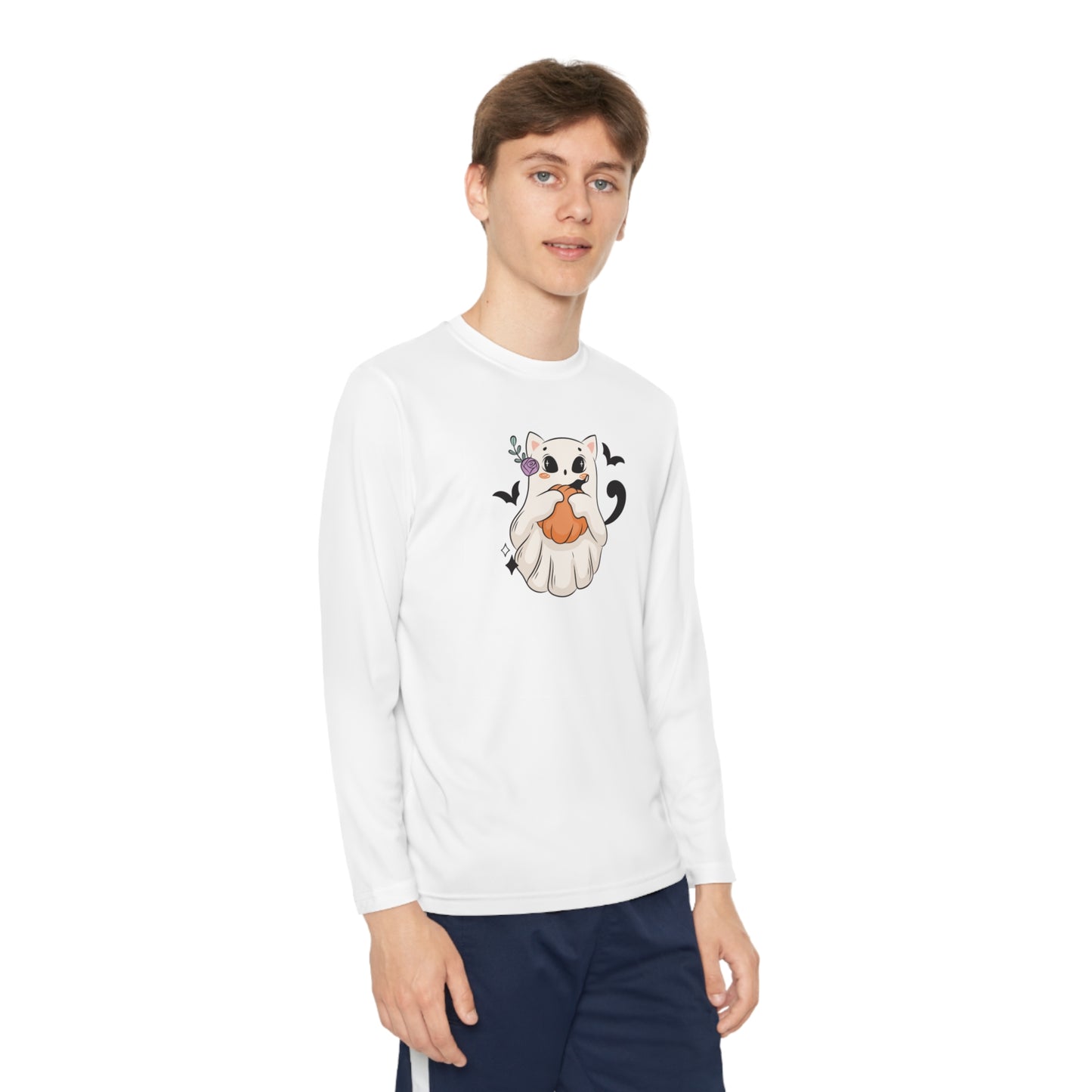 Sweet Kitty Ghost Youth Long Sleeve Competitor Tee - Kids clothes - Epileptic Al’s Shop