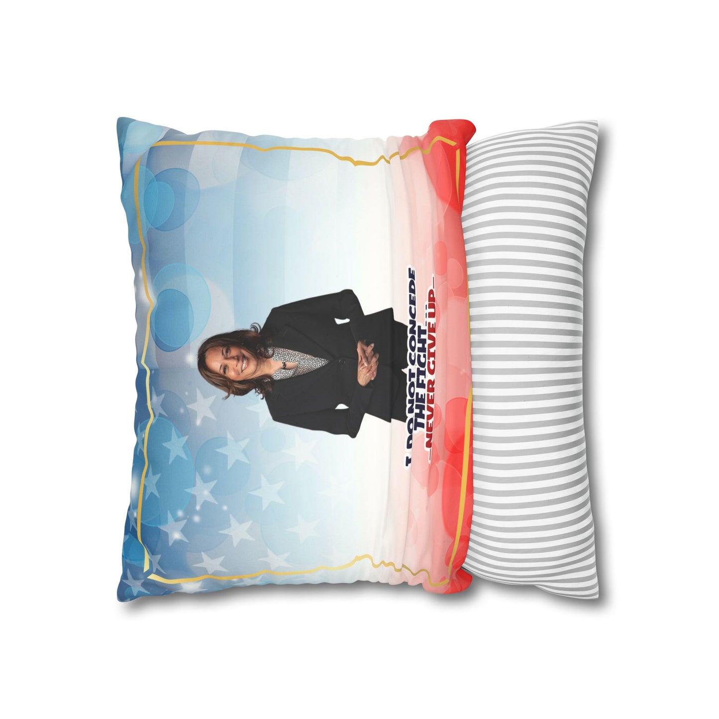 Kamala Faux Suede Pillowcase - 'Never Give Up'