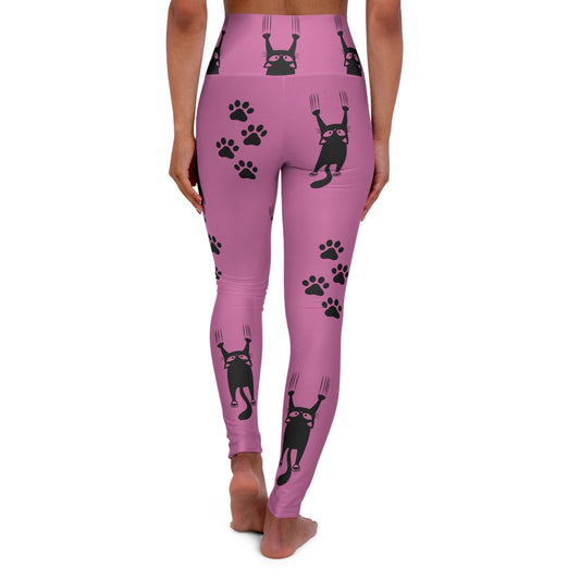 Pink Scared Kitty High Waisted Yoga Leggings