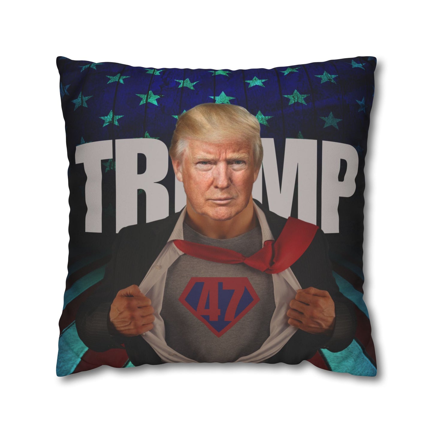 Trump Superhero Faux Suede Pillowcase - Patriotic Home Decor