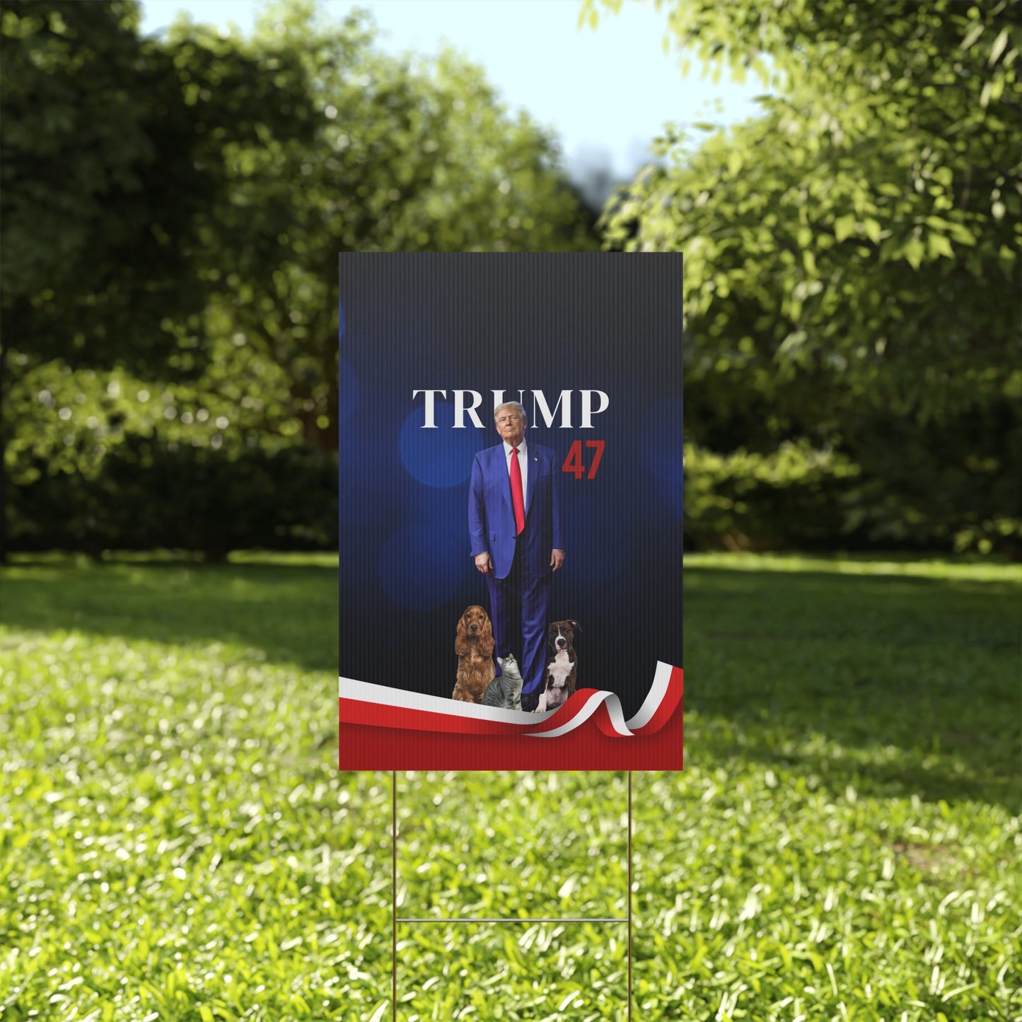 Trump 47 Plastic Yard Sign - Celebrate Political Support with Pets