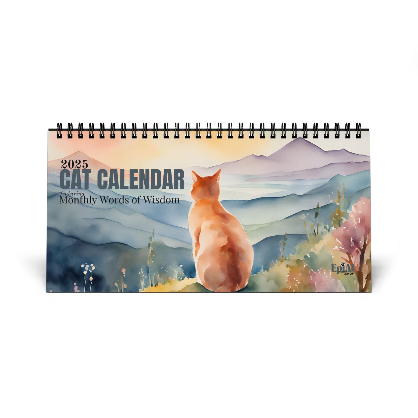 Monthly Words of Wisdom Desktop Cat Calendar (2025 grid)