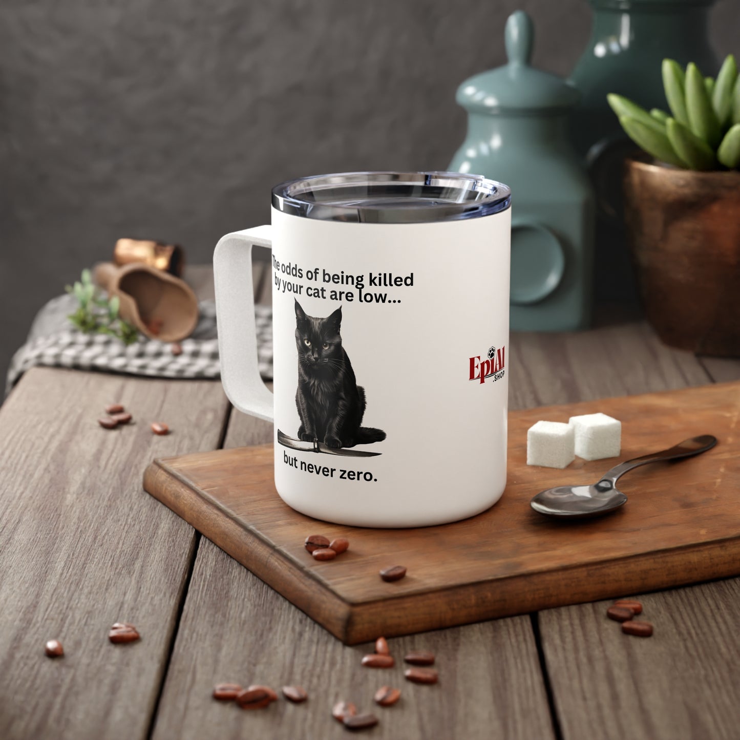 Killer Cat Odds Insulated Coffee Mug, 10oz