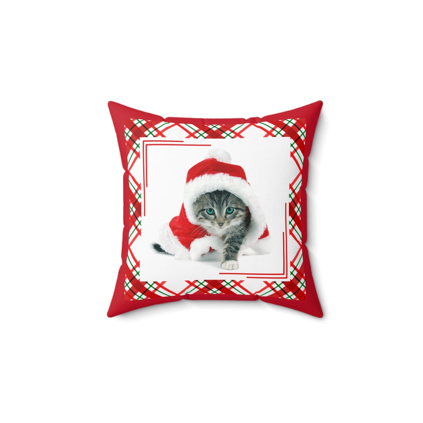 Santa Kitty Faux Suede Square Pillow