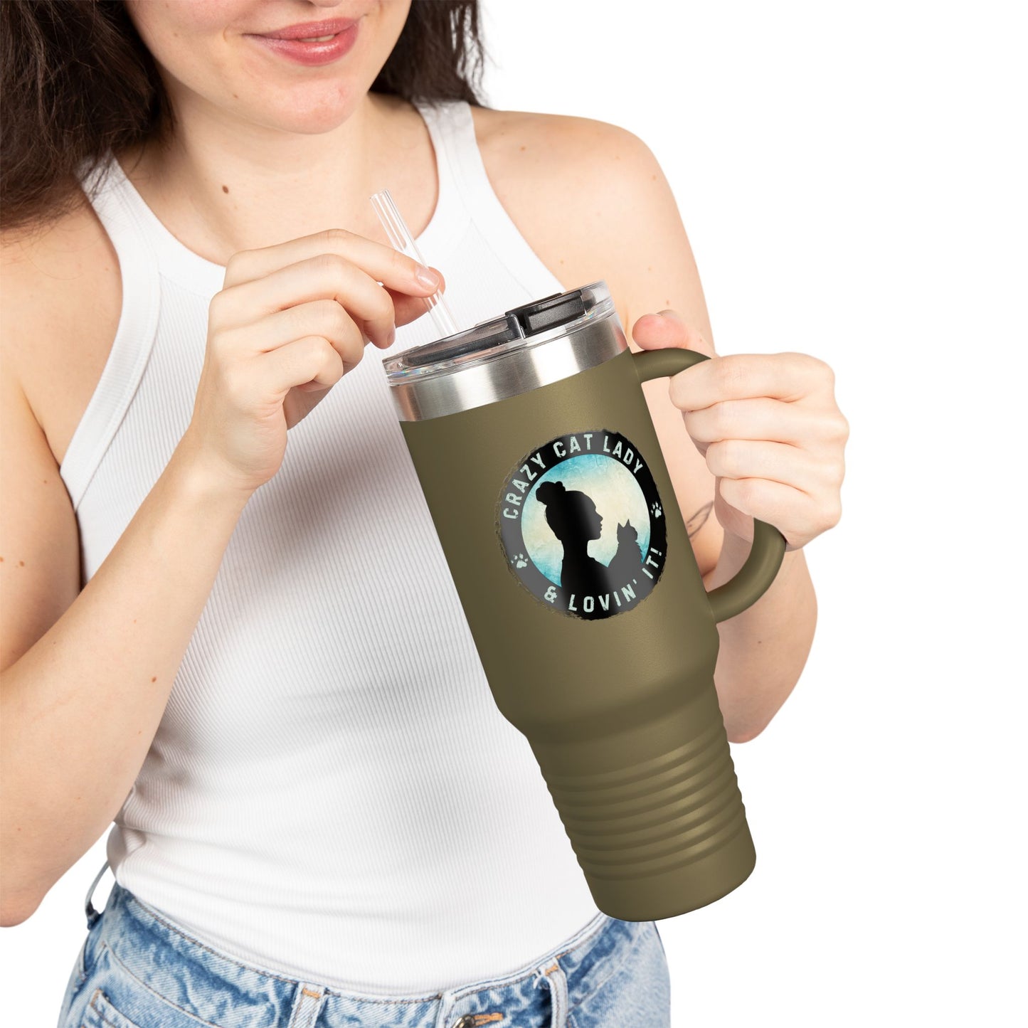 Crazy Cat Lady Insulated Travel Mug - 40oz - Perfect Gift for Cat Lovers