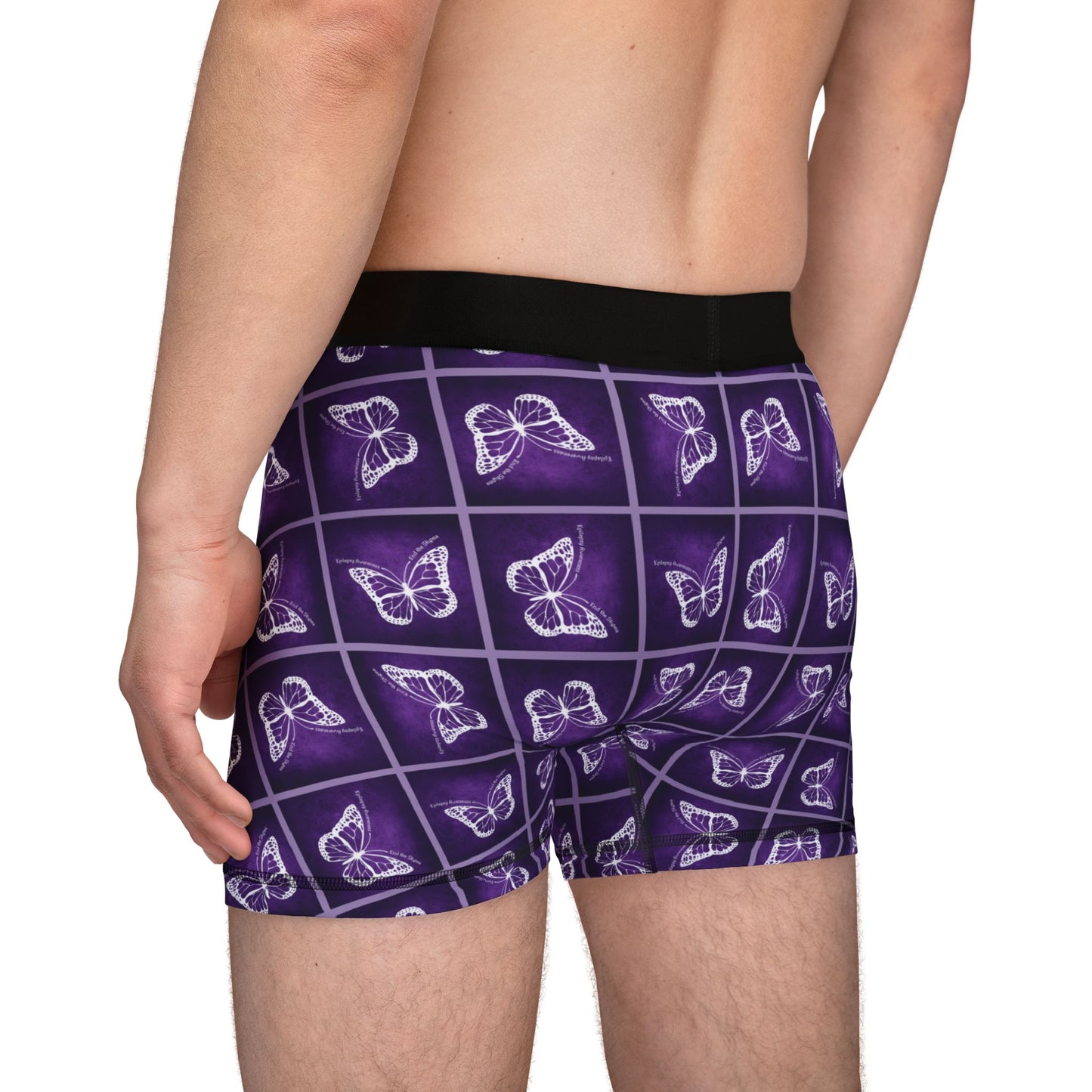 Epilepsy Awareness Men's Boxers with Purple Butterfly Design