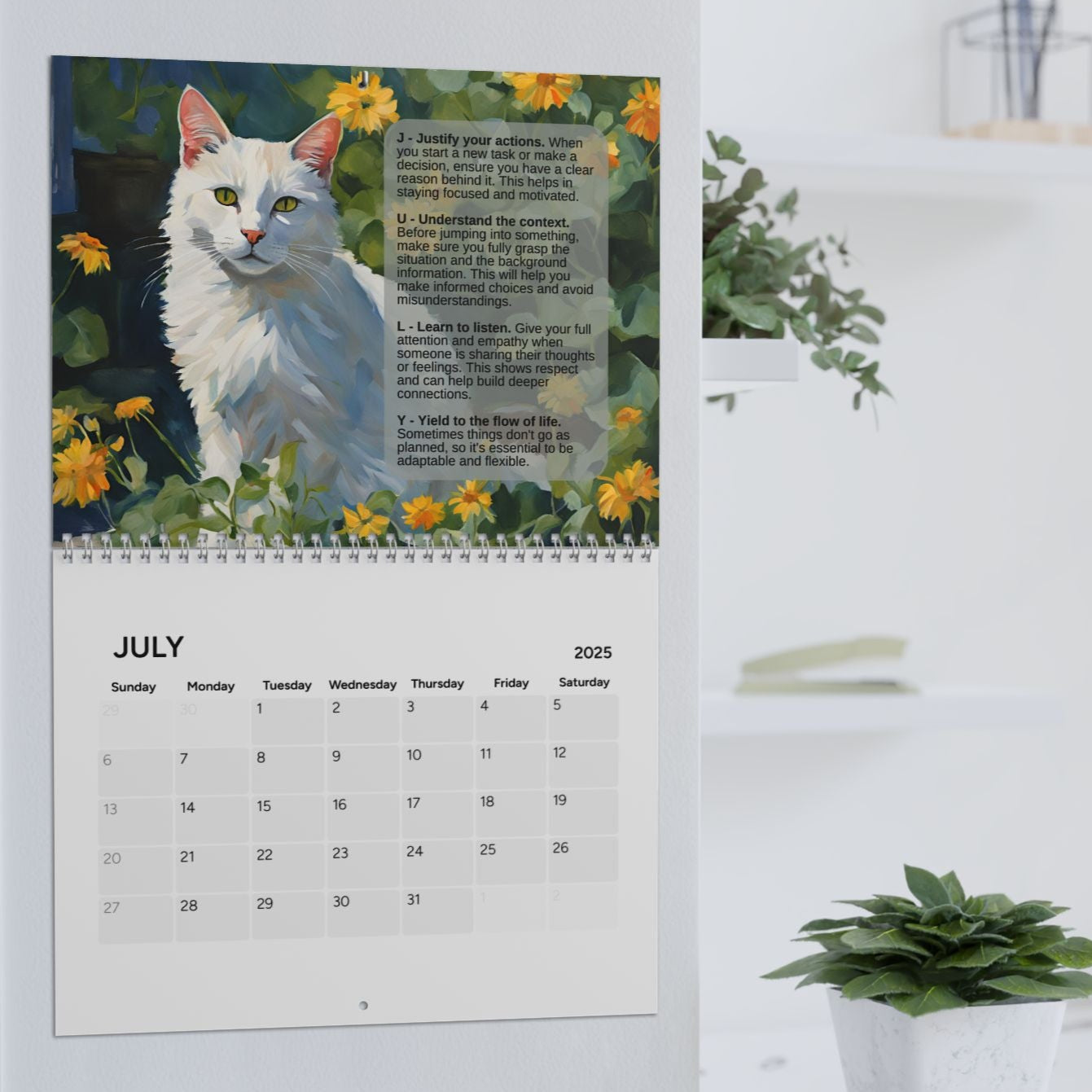 Monthly Words of Wisdom Cat Calendar (2025)