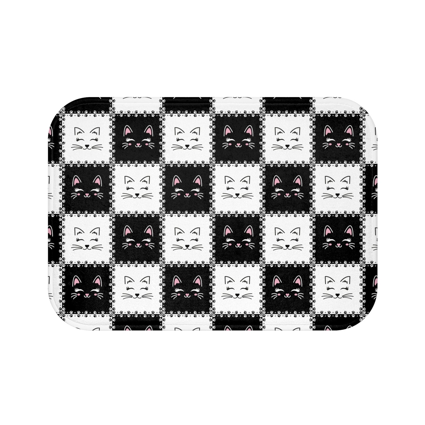 Checkerboard Cats Bath Mat