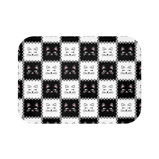 Checkerboard Cats Bath Mat