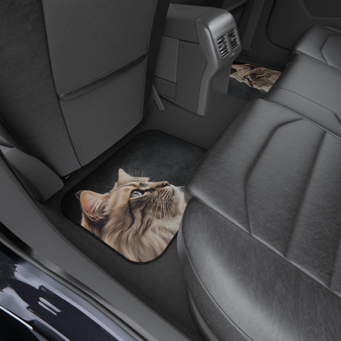 Elegant Cat-Themed Car Mats - Set of 4 | Pet Lover's Stylish Auto Accessories