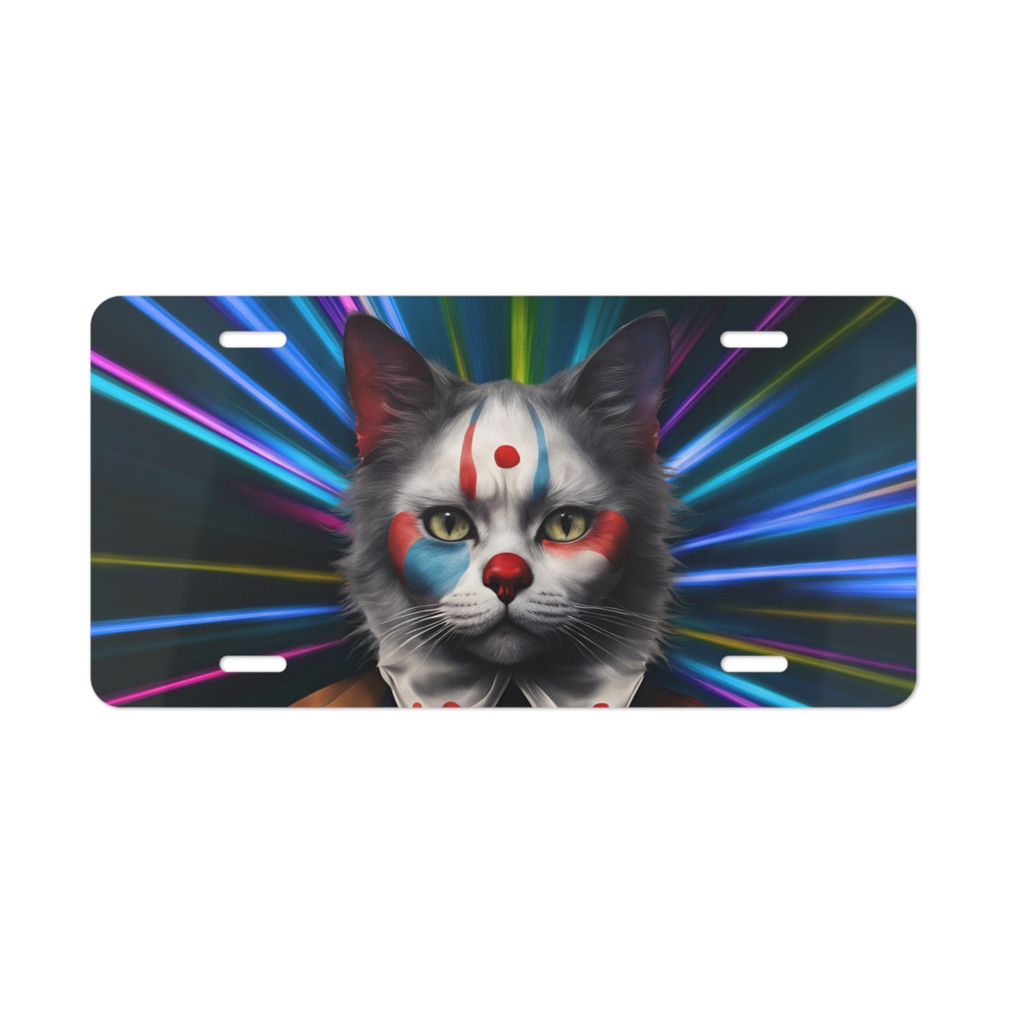 Colorful Clown Cat Vanity Plate - Fun Decorative License Plate