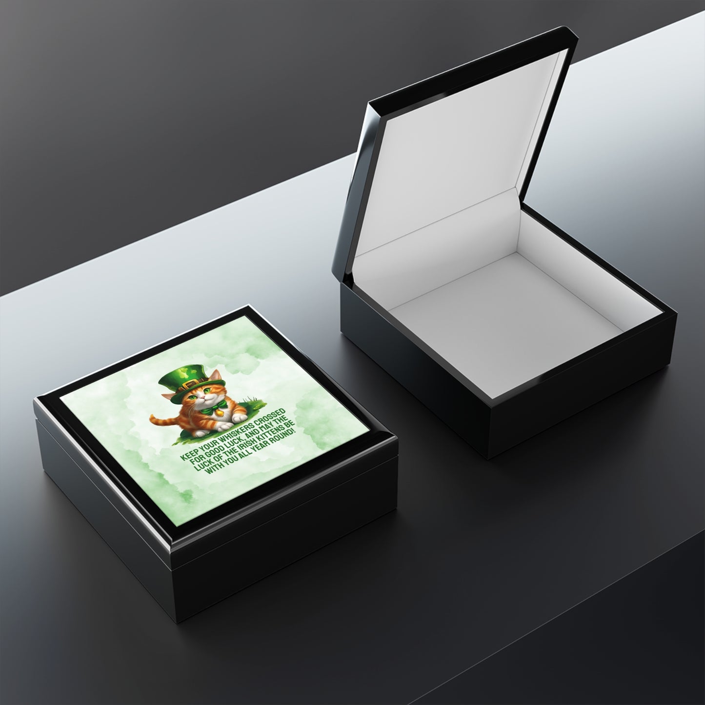 St. Patrick's Cat Jewelry Box