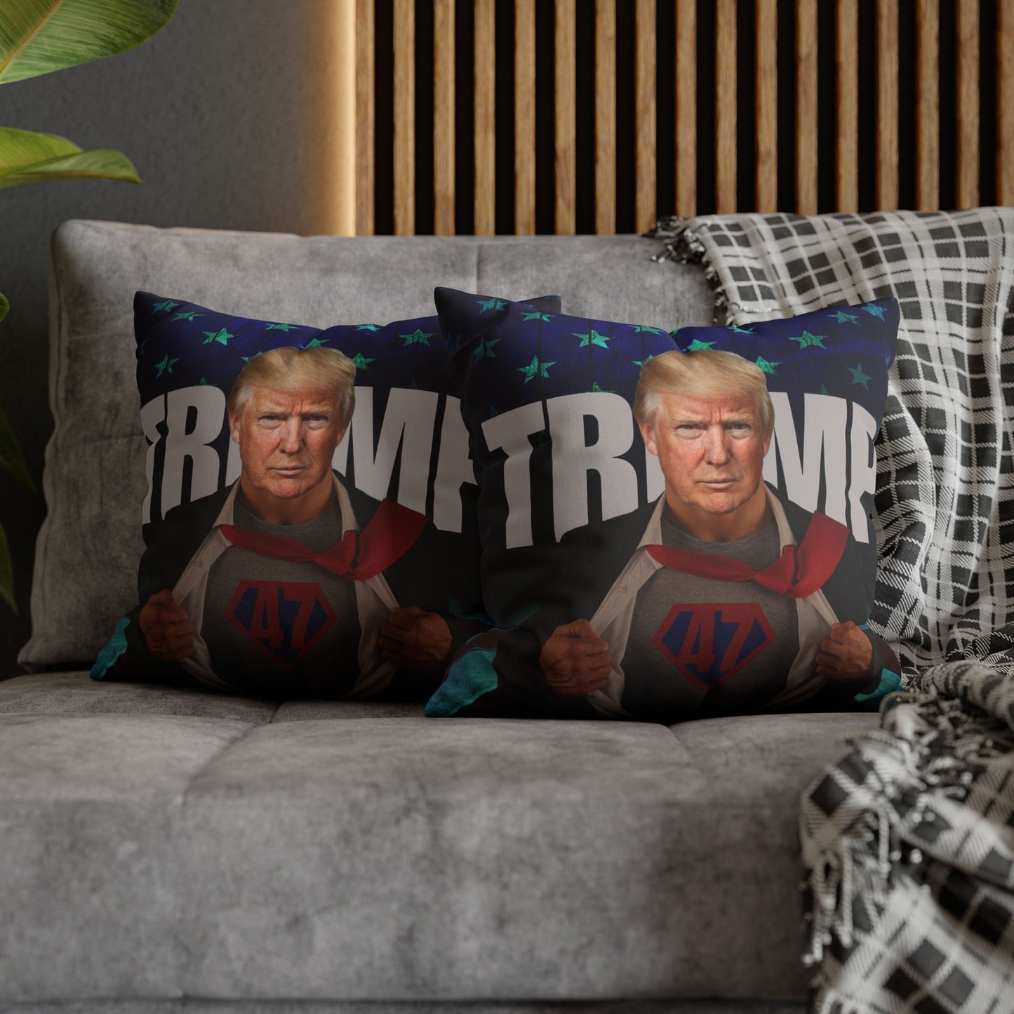 Trump Superhero Faux Suede Pillowcase - Patriotic Home Decor