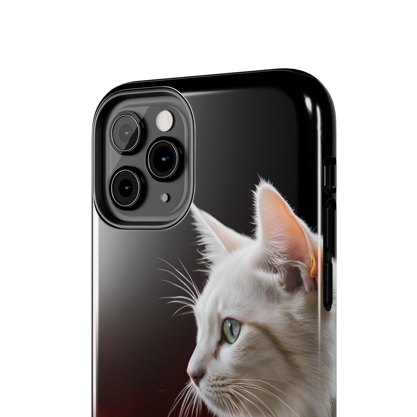 Stylish Tough Phone Case with White Cat Portrait - Perfect for Cat Lovers!