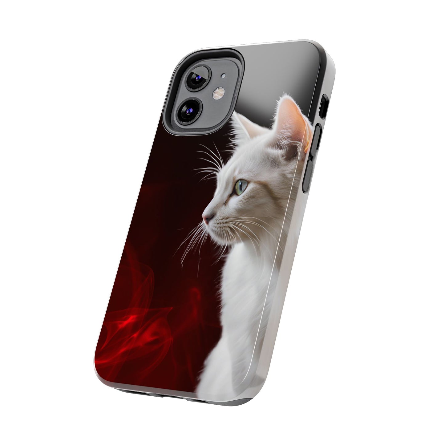 Stylish Tough Phone Case with White Cat Portrait - Perfect for Cat Lovers!