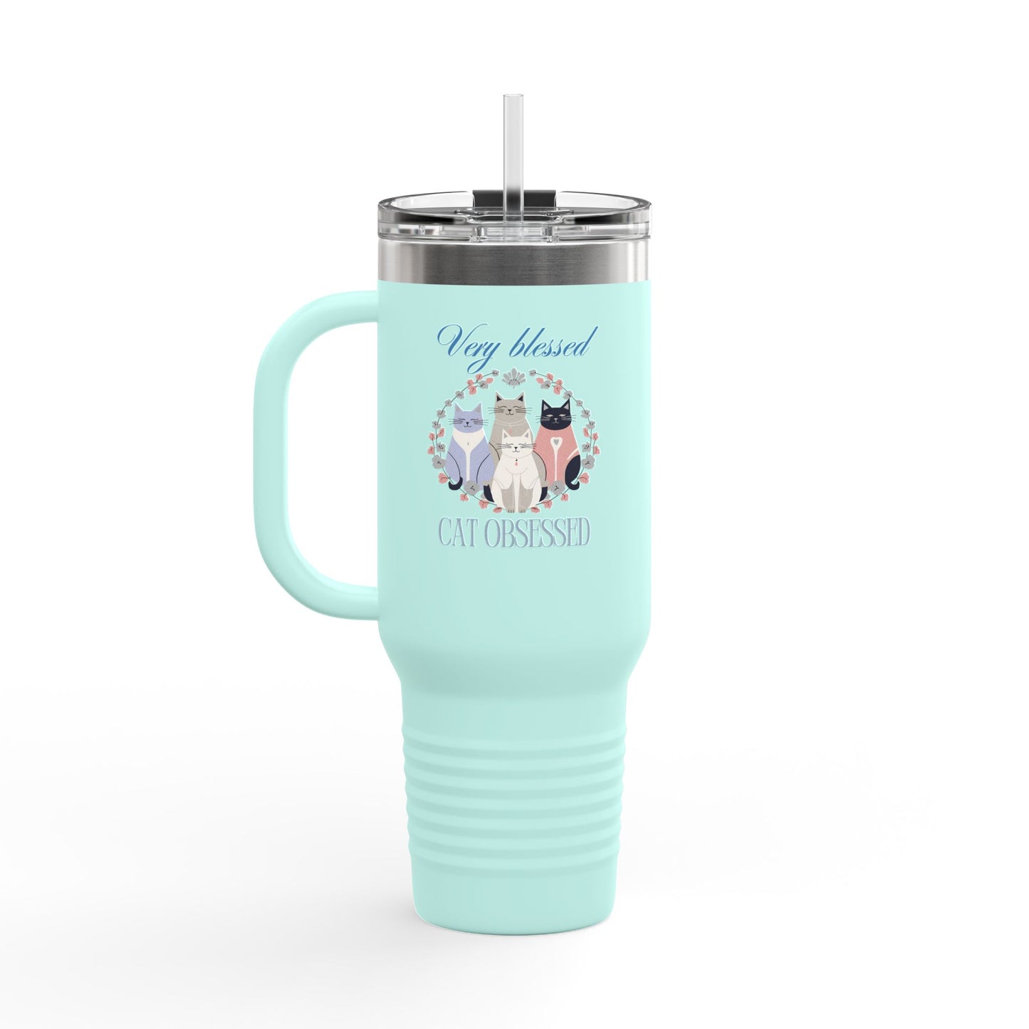 Very Blessed Cat Obsessed Insulated Travel Mug - Perfect for Cat Lovers