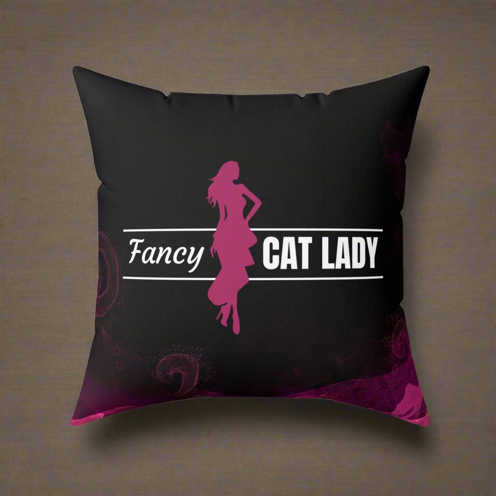 Fancy Cat Lady Faux Suede Square Pillow