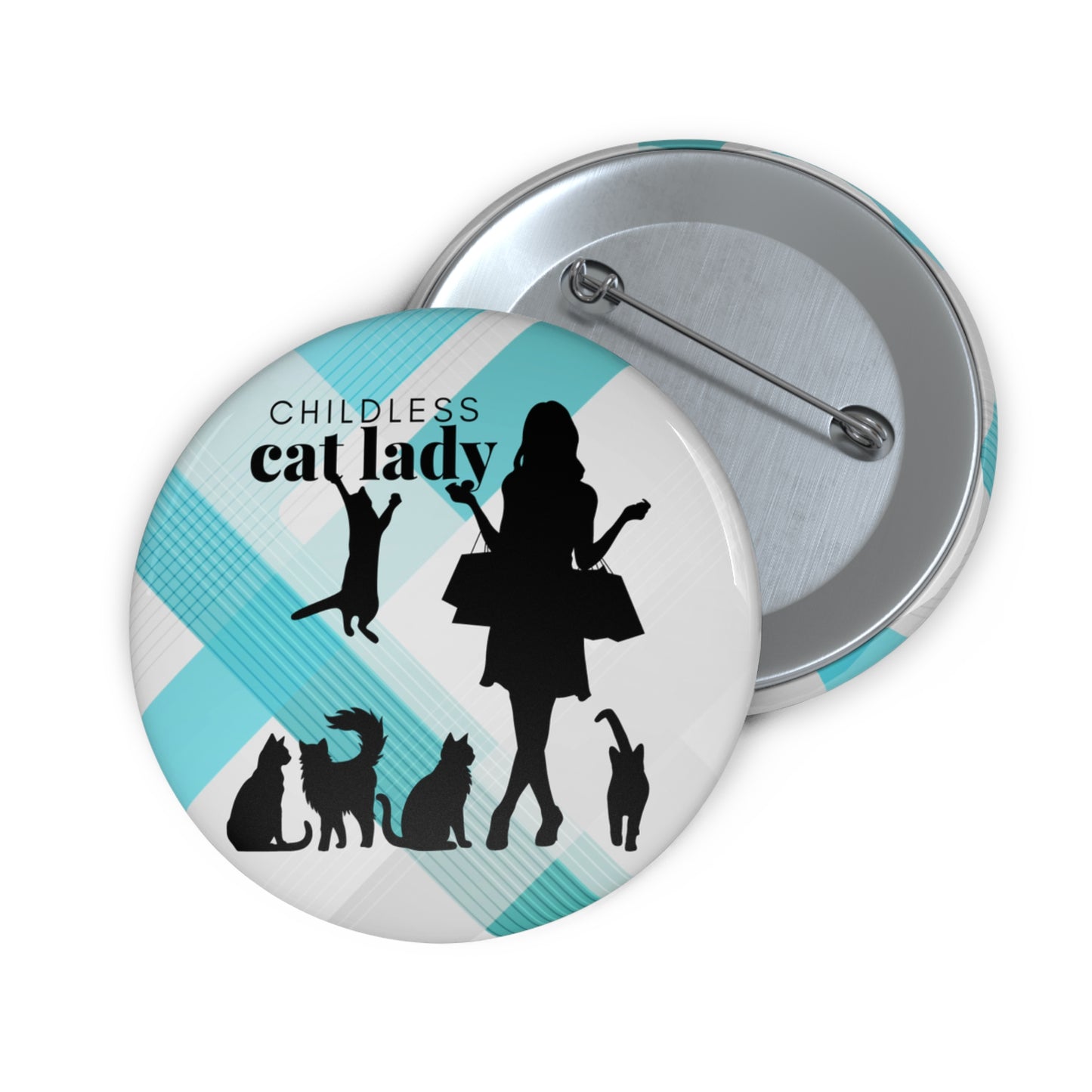 Shopping Childless Cat Lady Pin Buttons