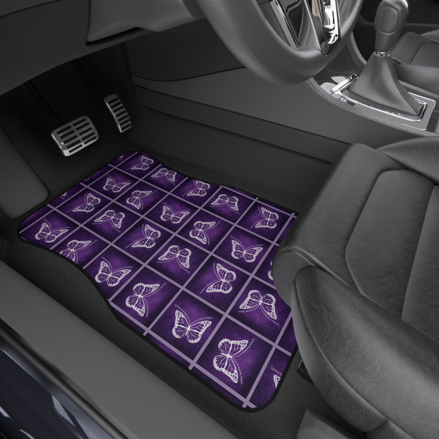 Epilepsy Butterfly Car Mats Set - Elegant Purple Floor Protection