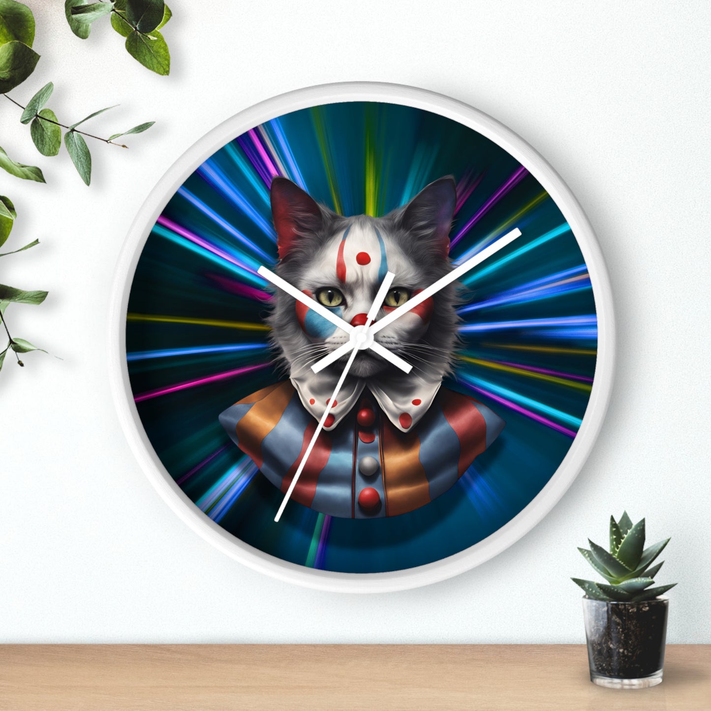 Playful Cat Wall Clock - Colorful Retro Vibe for Cat Lovers