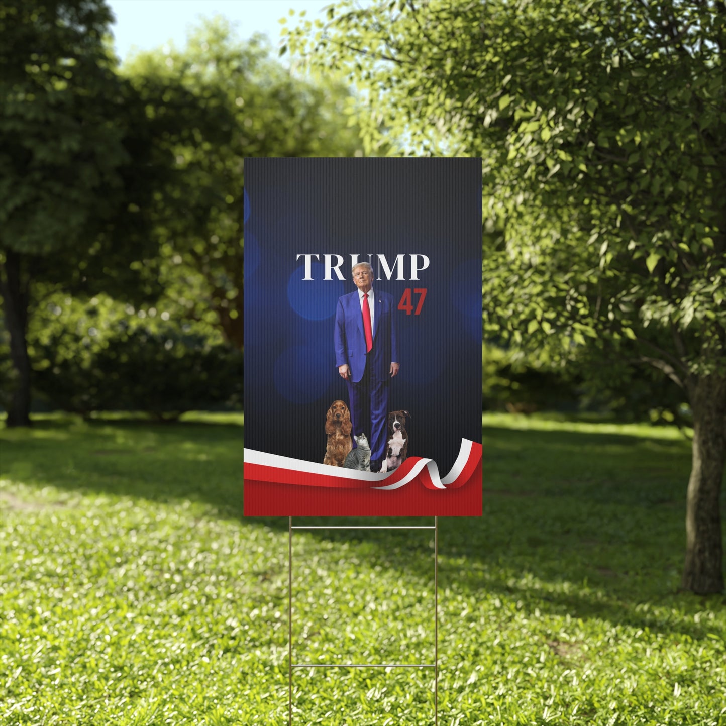 Trump 47 Plastic Yard Sign - Celebrate Political Support with Pets