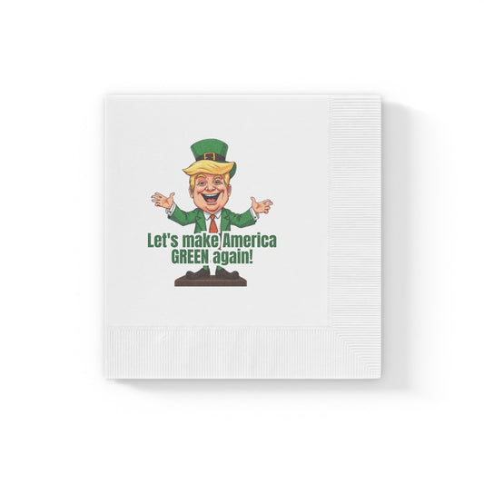 Trump St. Patrick's Day White Coined Napkins