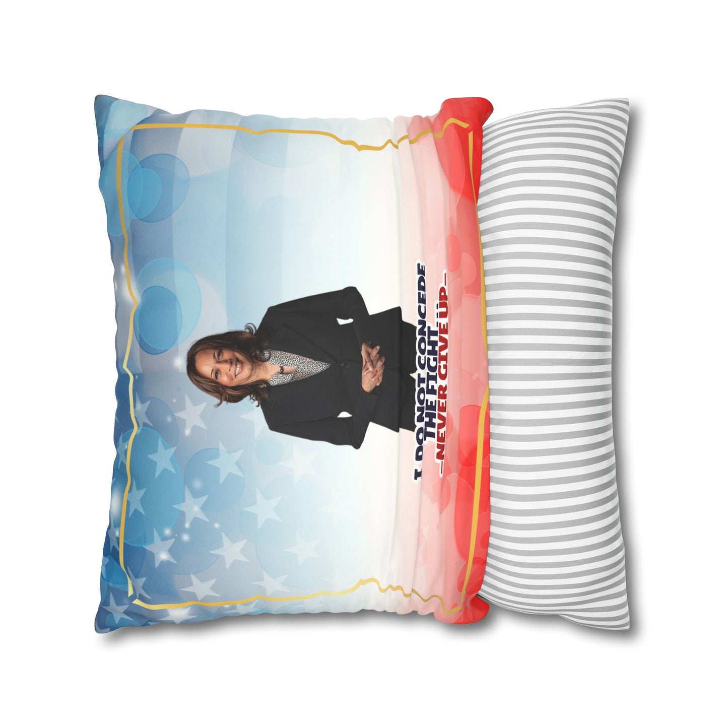 Kamala Faux Suede Pillowcase - 'Never Give Up'