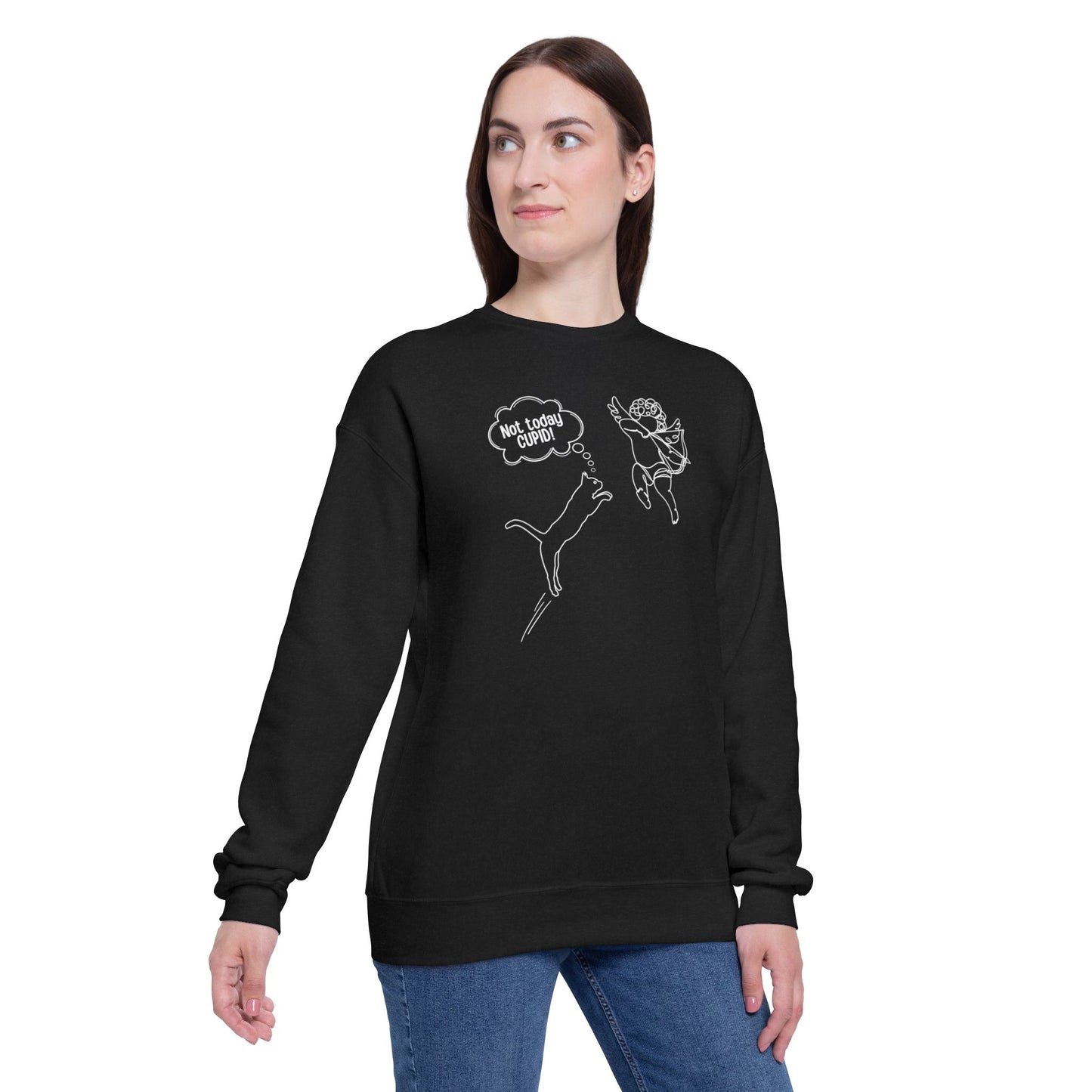 Not Today Cupid Valentine's Day Women's Drop Shoulder Sweatshirt