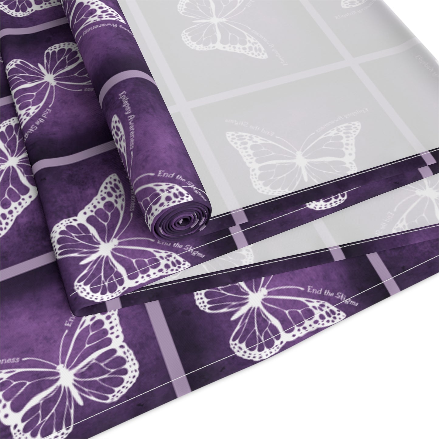 Elegant Purple Butterfly Design Table Runner