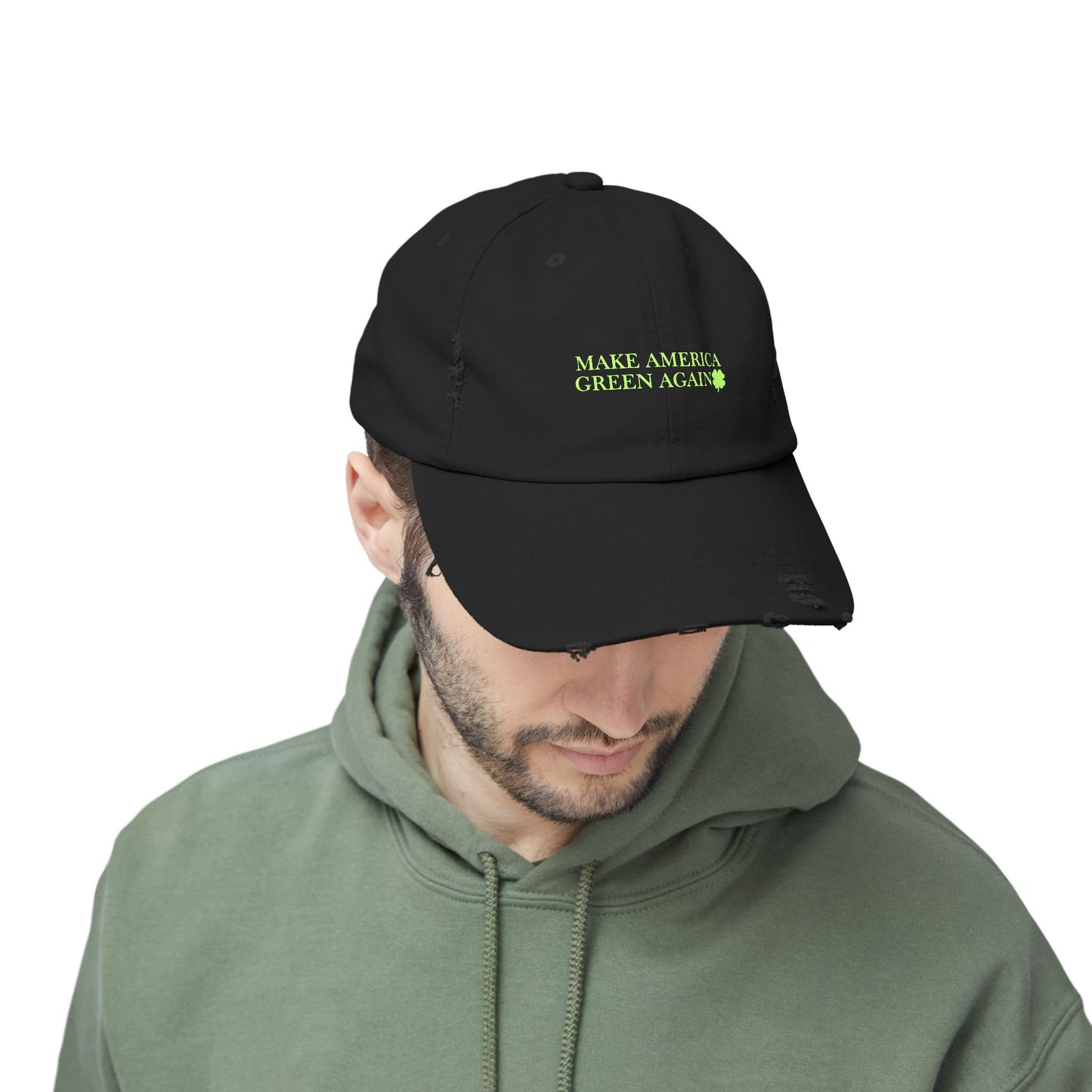 Make America Green Again Distressed Cap - Unisex Eco-Friendly Hat