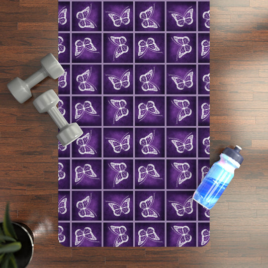 Purple Butterfly Rubber Yoga Mat - Non-Slip, Perfect for Yoga Enthusiasts Printify