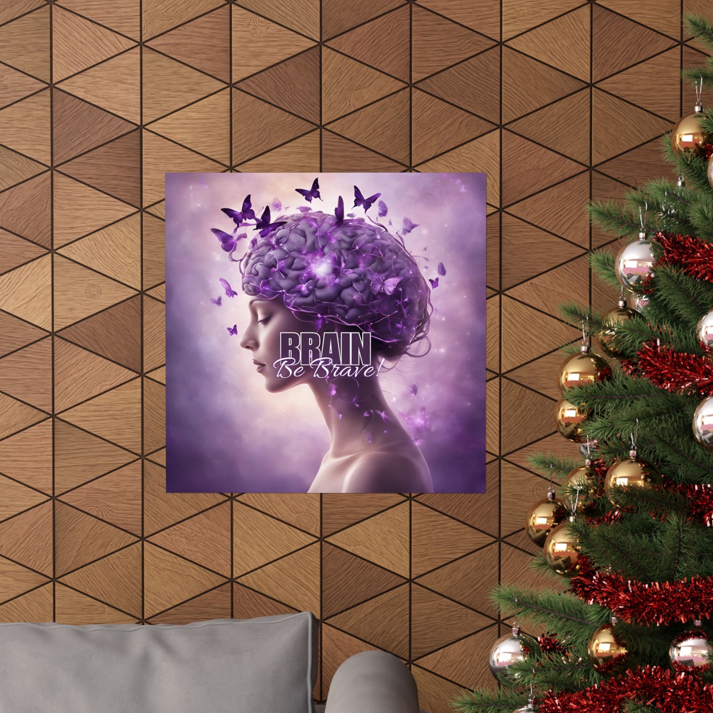 Purple Brain Be Brave Matte Vertical Posters